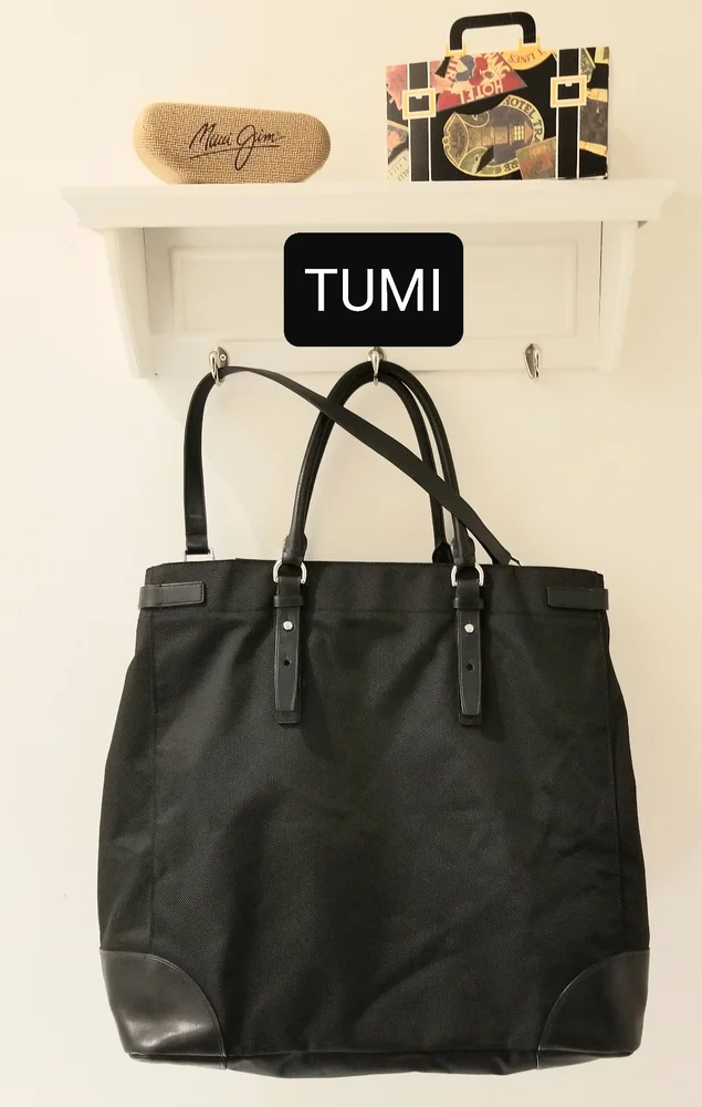 Tumi Black Nylon Tote Bag with Leather Trim